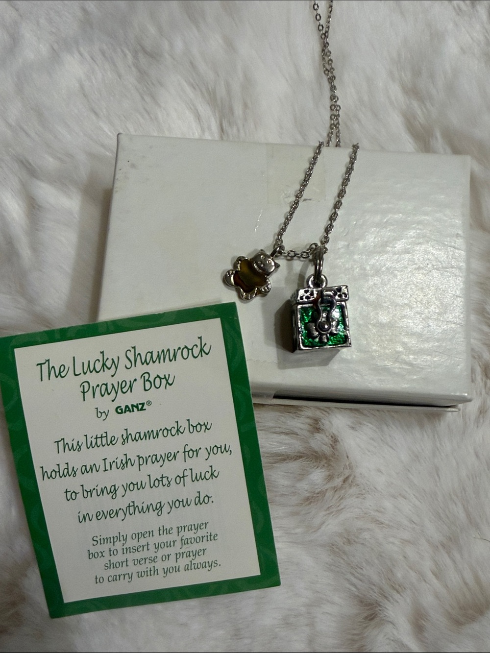 Ganz  Lucky Shamrock Prayer Box Necklace